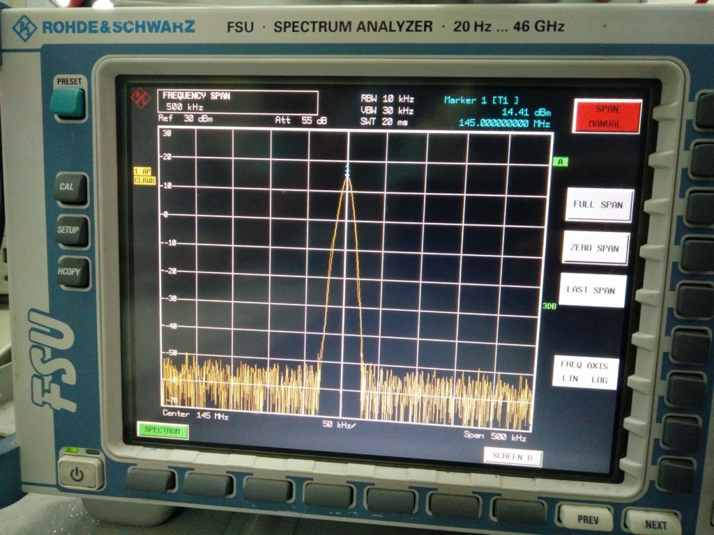 DRA818V output on spectrum analyzer