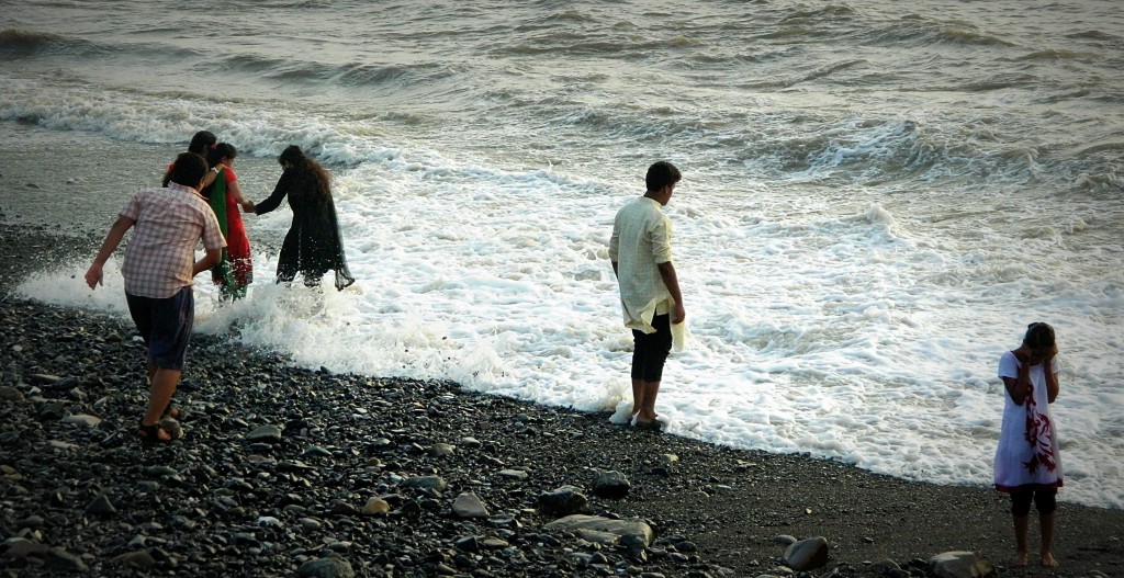 Enjoying the sea waves