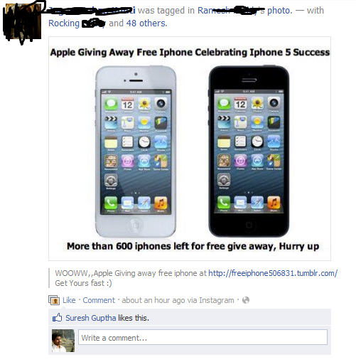 Free Iphone scam hoax