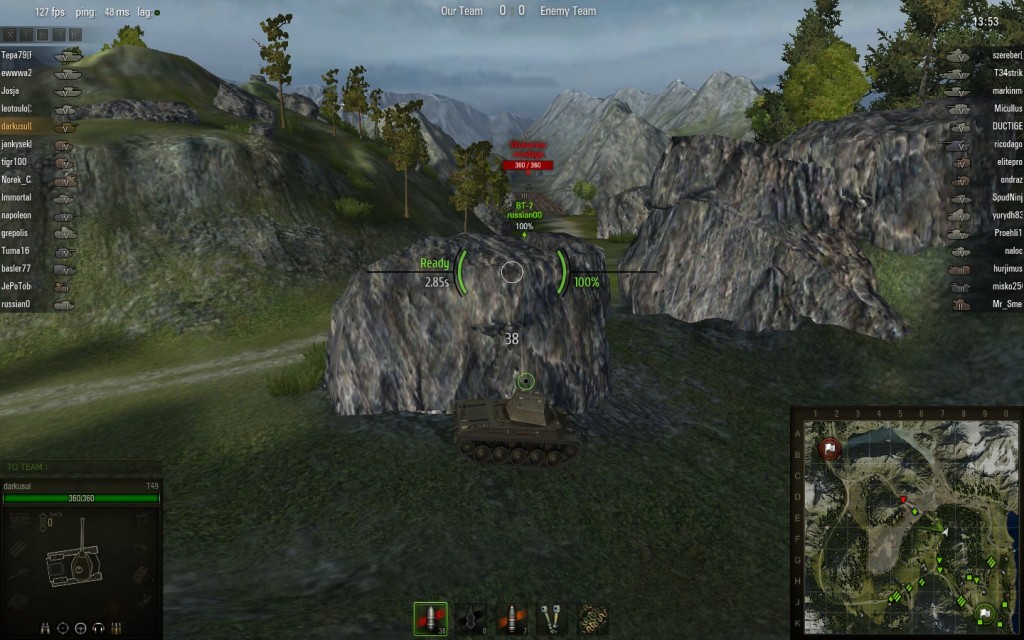 World of tanks battle in progress