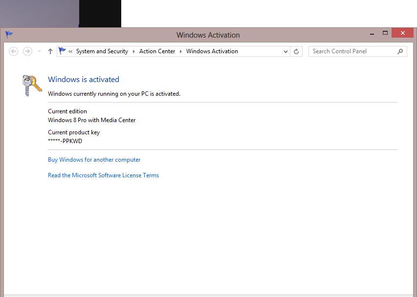windows 8 pro with media center product key