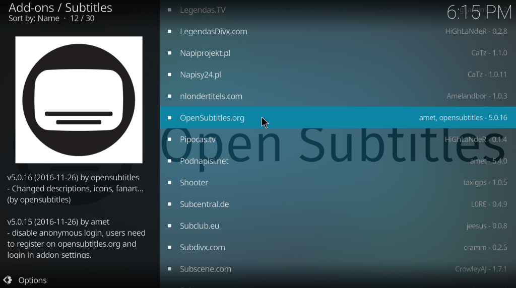 Select opensubtitles org