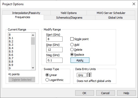 awr project options pcb