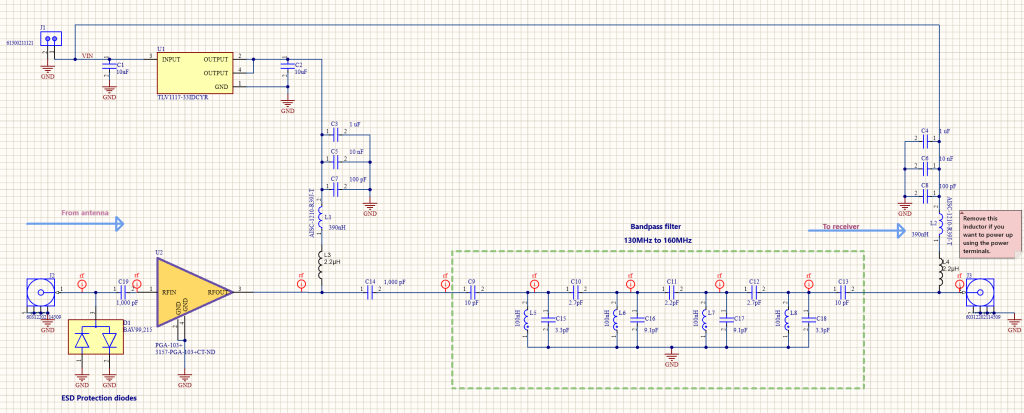 PGA-103+ lna with band pass filter